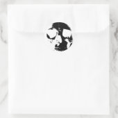 Negatieve zwarte en witte schedel ronde sticker (Tas)