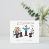 Negativiteit in de Humor van de Werkplaats. Briefkaart (Staand voorkant)