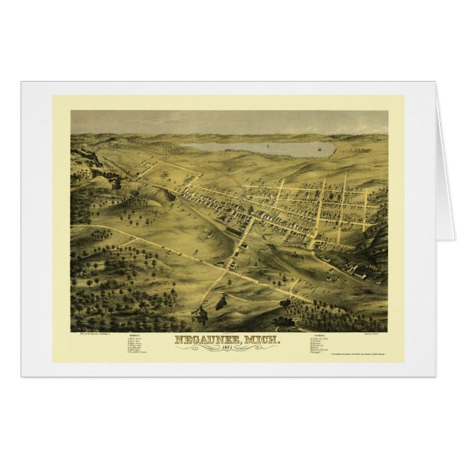 Negaunee, MI Panorama Map - 1871 (Voorkant Horizontaal)