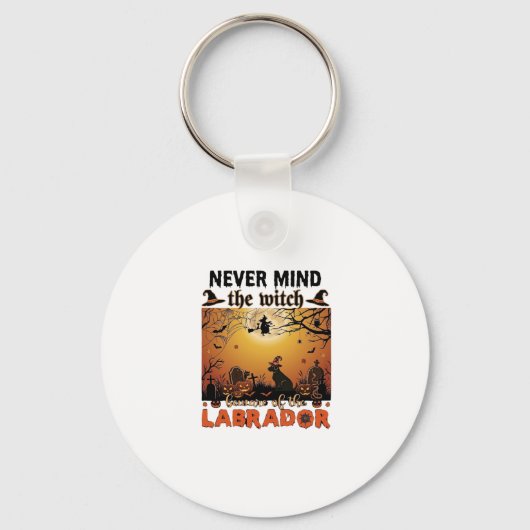 Negeer Heks Pas Op Labrador Halloween Hond Pomp Sleutelhanger (Voorkant)