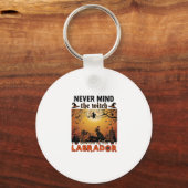 Negeer Heks Pas Op Labrador Halloween Hond Pomp Sleutelhanger (Voorkant)