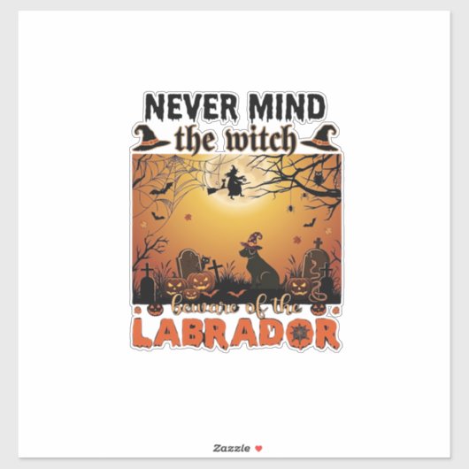 Negeer Heks Pas Op Labrador Halloween Hond Pomp Sticker (Vel)
