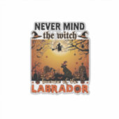 Negeer Heks Pas Op Labrador Halloween Hond Pomp Sticker (Voorkant)