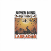 Negeer Heks Pas Op Labrador Halloween Hond Pomp Sticker (Voorkant)