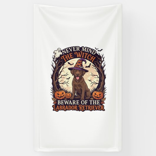 Negeer Heks Pas Op Labrador Retriever Halloween Spandoek (Verticaal)