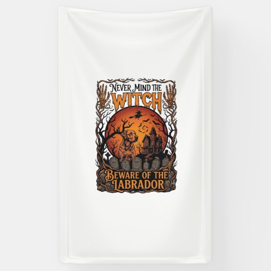 Negeer Hekserij Pas Op Labrador Halloween Heeft Sp Spandoek (Verticaal)