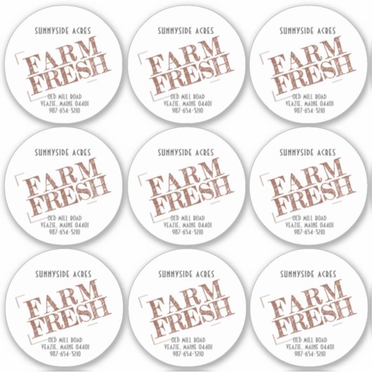 Negen 2,5-inch Rood BOERDERIJ VERS  stijlproduct Sticker (Voorkant)