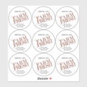 Negen 2,5-inch Rood BOERDERIJ VERS  stijlproduct Sticker (Vel)