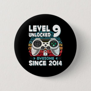 Negen 9jr Verjaardag Zoon Jongen Grappig Gamer 9e Ronde Button 5,7 Cm
