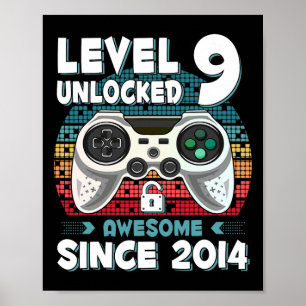 Negen 9jr Verjaardag Zoon Jongen Grappige Gamer 9d Poster