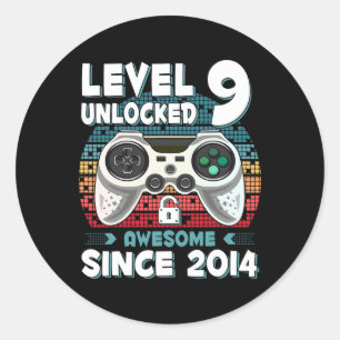 Negen 9jr Verjaardag Zoon Jongen Grappige Gamer 9d Ronde Sticker