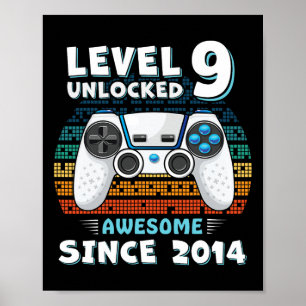 Negen 9jr Verjaardag Zoon Jongen Grappige Gamer 9e Poster