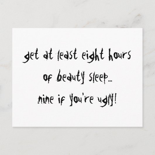 Negen als je lelijk bent briefkaart (Voorkant)