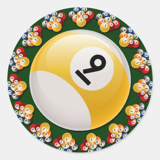 NEGEN BALREKKEN EN 9 BALLEN RONDE STICKER (Voorkant)