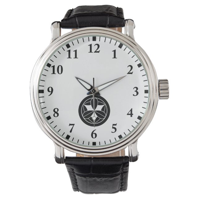 Negen bamboe bladeren in cirkel horloge (Voorkant)
