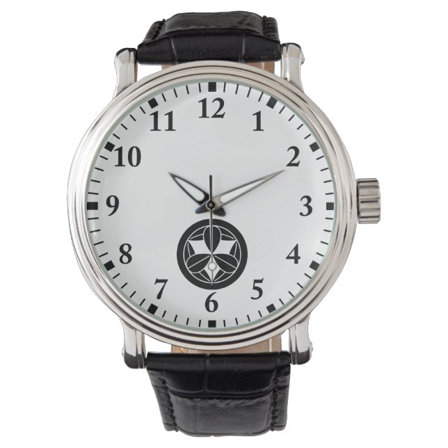 Negen bamboebladeren in cirkel horloge (Voorkant)