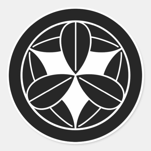 Negen bamboebladeren in cirkel ronde sticker (Voorkant)