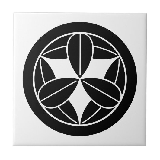 Negen bamboebladeren in cirkel tegeltje (Voorkant)