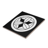 Negen bamboebladeren in cirkel tegeltje (Zijkant)