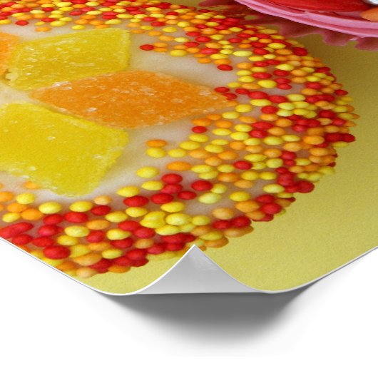 Negen cupcakes, elk versierd met snoep in een poster (Hoek)