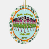 Negen dames dansen - Aangepast jaar keramische orn Keramisch Ornament (Rechts)