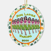 Negen dames dansen - Aangepast jaar keramische orn Keramisch Ornament (Links)