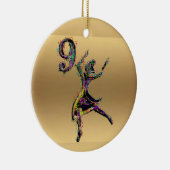 Negen dames dansen gouden kerstdecoratie keramisch ornament (Rechts)