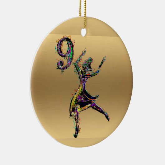 Negen dames dansen gouden kerstdecoratie keramisch ornament (Rechts)
