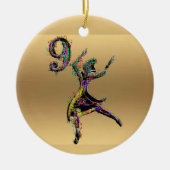 Negen dames dansen gouden kerstdecoratie keramisch ornament (Voorkant)