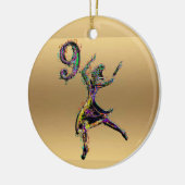 Negen dames dansen gouden kerstdecoratie keramisch ornament (Links)