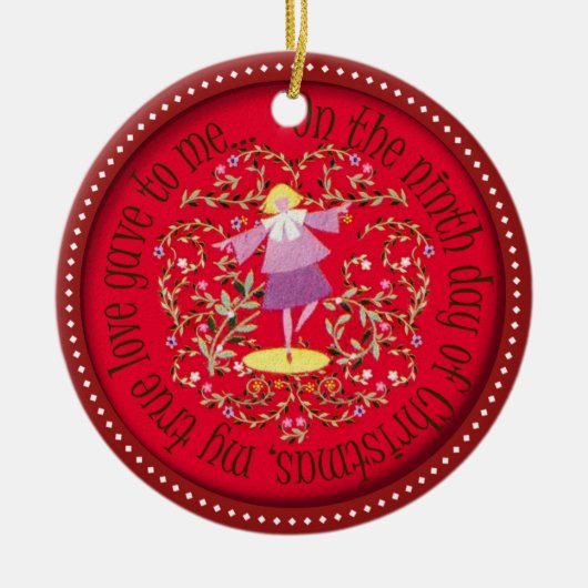 Negen dames dansen keramisch ornament (Voorkant)