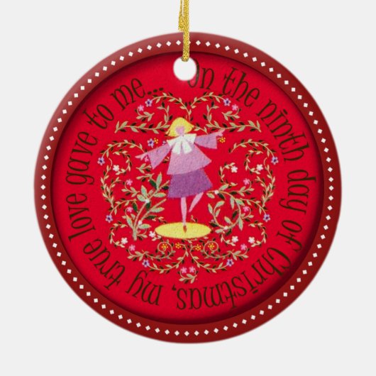 Negen dames dansen keramisch ornament (Achterkant)