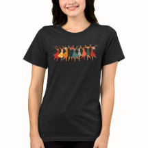 Negen dames dansen mid-century retro uitknip 3