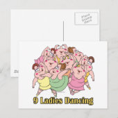 negen dames dansen op de negende negende kerstdag feestdagenkaart (Voorkant / Achterkant)