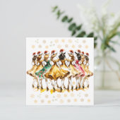 Negen dames dansen | Twaalf dagen Kerstmis Feestdagenkaart (Staand voorkant)