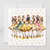 Negen dames dansen | Twaalf dagen Kerstmis Feestdagenkaart (Voorkant)