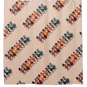 Negen dames dansen uitsnede stencil retro stijl 3 douchegordijn (Voorkant)