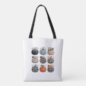 Negen decoratieve pompoenen borduurwerk tote bag (Achterkant)