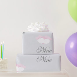 Negen delicate pluizige wolken met woorden cadeaupapier