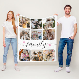 Negen familiefoto's geschenkset fleece deken