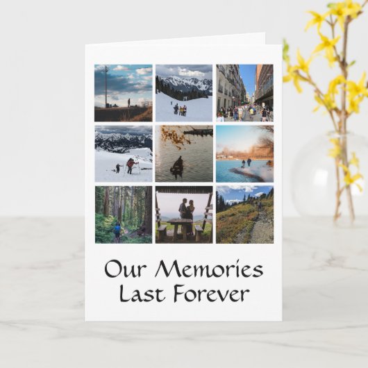 Negen Foto Collage Aangepaste Wenskaart Kaart (Gele Bloem)