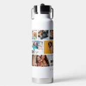 Negen foto collage gepersonaliseerde naam waterfles (Voorkant)