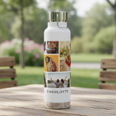 Negen foto collage gepersonaliseerde naam waterfles