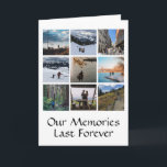 Negen Foto Collage Op Maat Gemaakte Wenskaart Kaart<br><div class="desc">Deze doordachte wenskaart bevat negen foto's in een eenvoudige rasterlay-out met bewerkbare tekst, d.w.z. titel, jaar of bericht aan de onderkant in twee handige rijen. Klik op personaliseren om uw foto's toe te voegen en elke foto past op zijn plaats. Maakt een prachtig cadeau voor uw partner, kinderen, familie, vrienden,...</div>