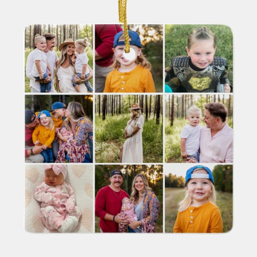 Negen foto van ons houden van kerstkeramisch keram keramisch ornament (Voorkant)