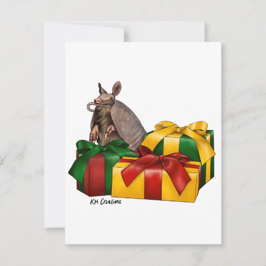 Negen gebande gordeldier - kerstkaart (Voorkant)