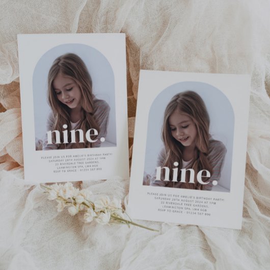 Negen gebogen foto verjaardag kaart