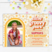 Negen groovy jaren 9e verjaardag foto uitnodiging 