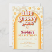 Negen groovy jaren 9e verjaardag uitnodiging | ret (Voorkant)