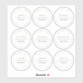 Negen individuele namen dank u bruids partij klein sticker (Vel)